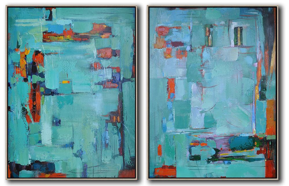 Hand-painted Set of 2 Contemporary Art on canvas - Abstract Landscape Large